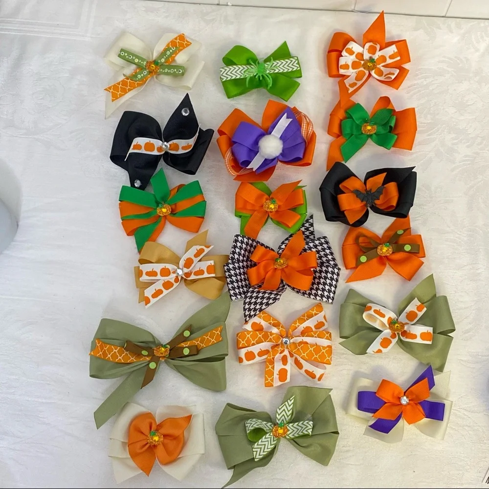 Fall Harvest Halloween hair clips handmade